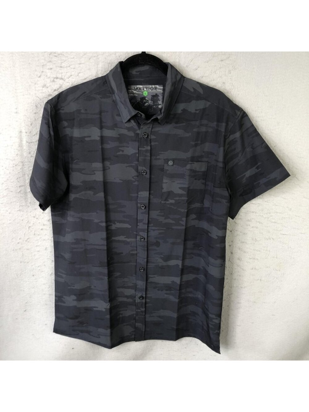 Warrior Mulitblack Shirt Mens Large Camo Button Front Tactical Performance